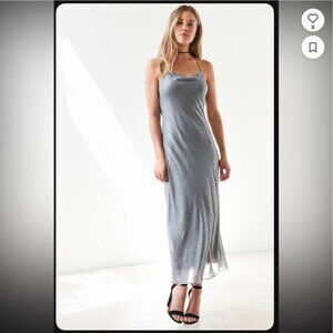 UO Silence + Noise Brona Bias Cowl Silver Dress